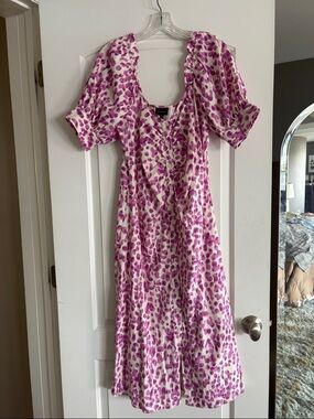 Who What Wear White and Purple Spot-Print Maxi Dress
